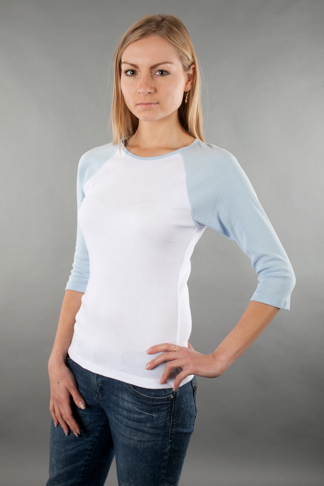 Bella Ladies 5.8 oz. 1x1 Baby Rib 3/4-Sleeve Contrast Raglan T-Shirt view