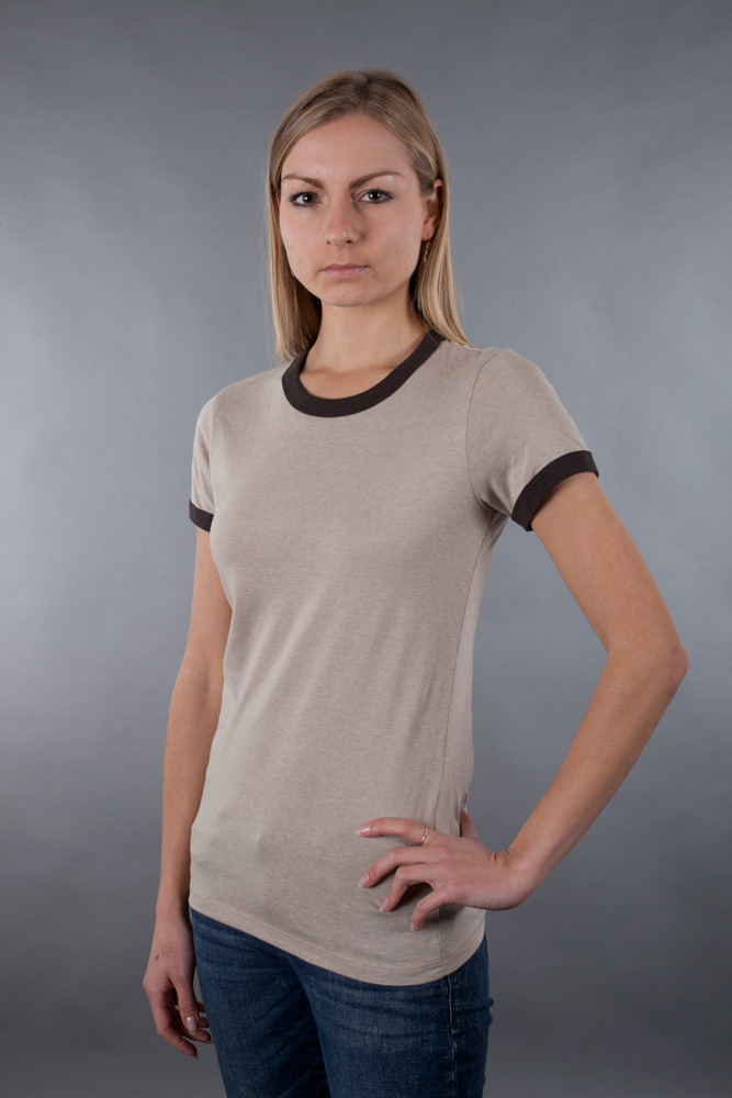 Bella Ladies 4.2 oz. Short-Sleeve Heather Jersey Ringer view