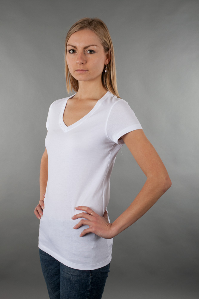 Bella Ladies Baby Rib V-Neck T-Shirt view