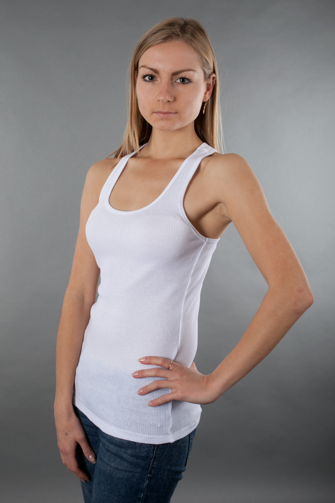Bella Ladies Rib Racerback Longer-Length Tank view