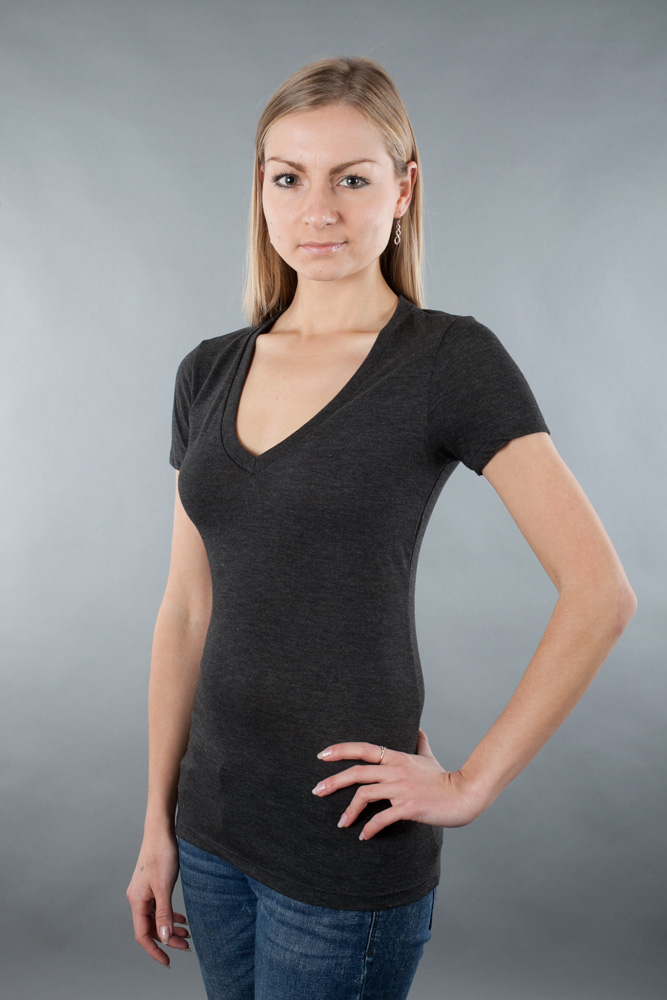 Bella Ladies 3.4 oz. Triblend Deep V-Neck view