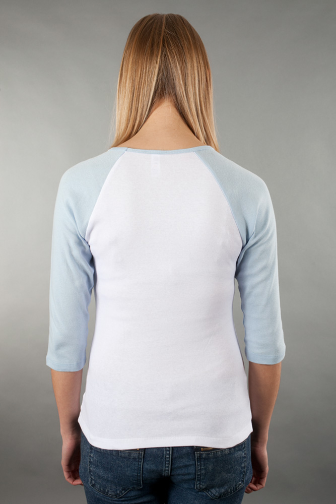 Bella Ladies 5.8 oz. 1x1 Baby Rib 3/4-Sleeve Contrast Raglan T-Shirt view