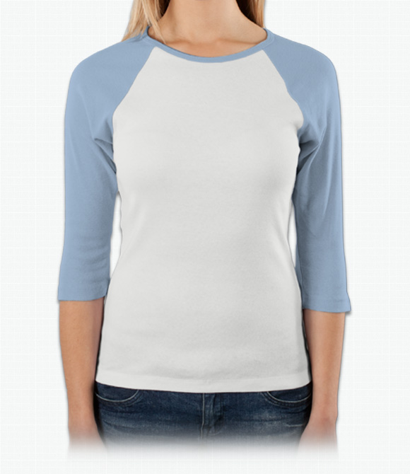 Custom Athletic Shirts - Bella Canvas Bella Ladies 5.8 oz. 1x1 Baby Rib 3/4-Sleeve Contrast Raglan T-Shirt
