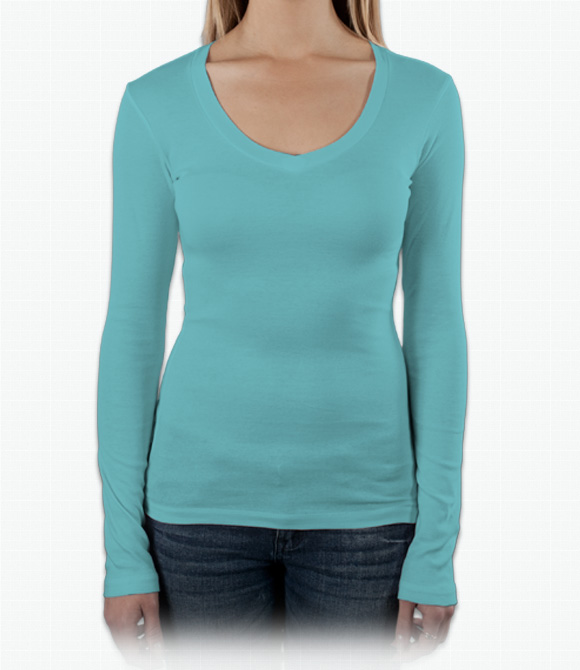Bella Ladies 4 oz. Sheer Rib Long-Sleeve V-Neck