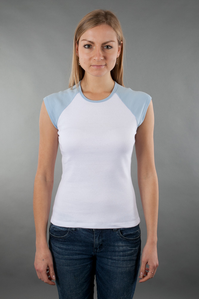 Bella Ladies 5.8 oz. 1x1 Baby Rib Contrast Cap-Sleeve Raglan T-Shirt view