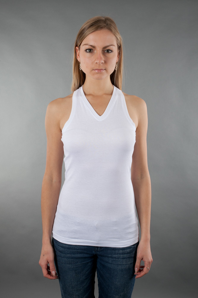 LAT Junior Fine Jersey V-Neck Racerback Longer Length Tank view