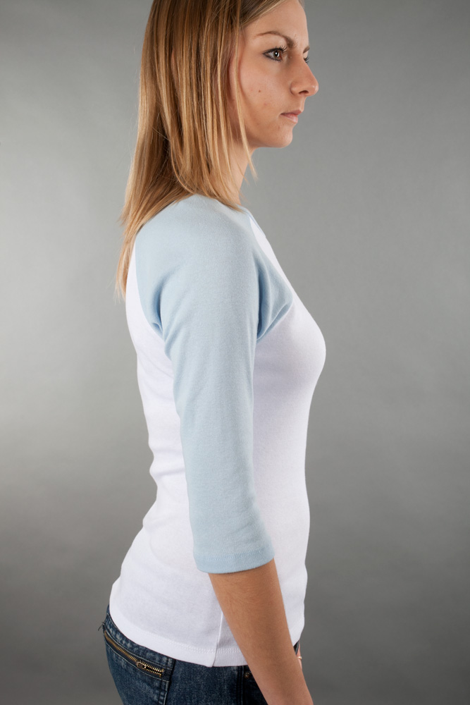 Bella Ladies 5.8 oz. 1x1 Baby Rib 3/4-Sleeve Contrast Raglan T-Shirt view