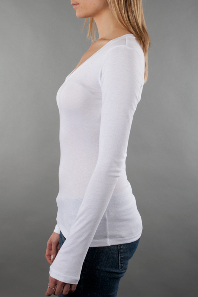 Bella Ladies 4 oz. Sheer Rib Long-Sleeve V-Neck view