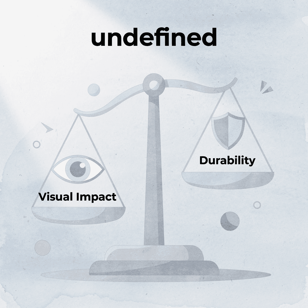 Balance scale showing visual impact versus durability in t-shirt font selection