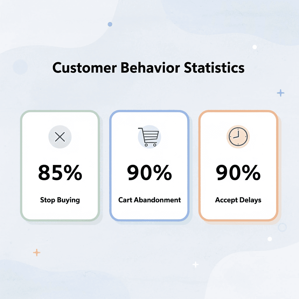 Statistics showing customer behavior in online shopping